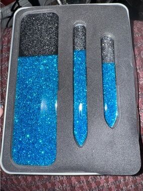 NEW Regine Beauty Laser-Etched Hardened Glass 3-piece Mani-Pedi File Set